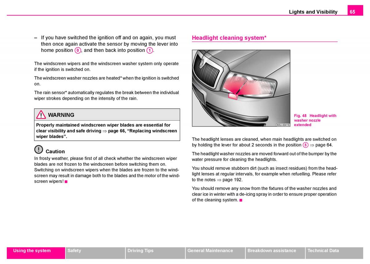 Skoda Superb I 1 owners manual / page 66