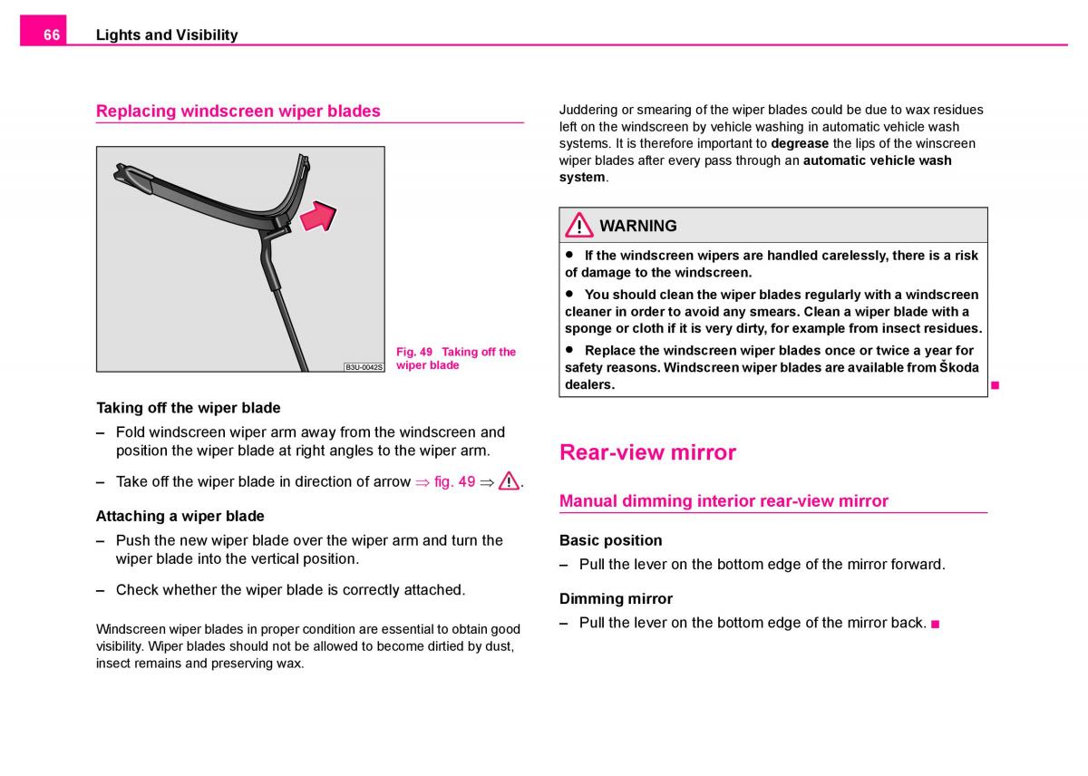 Skoda Superb I 1 owners manual / page 67