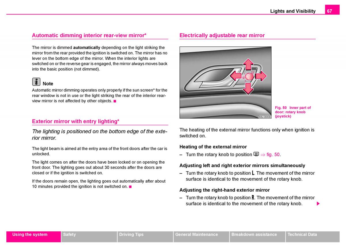 Skoda Superb I 1 owners manual / page 68
