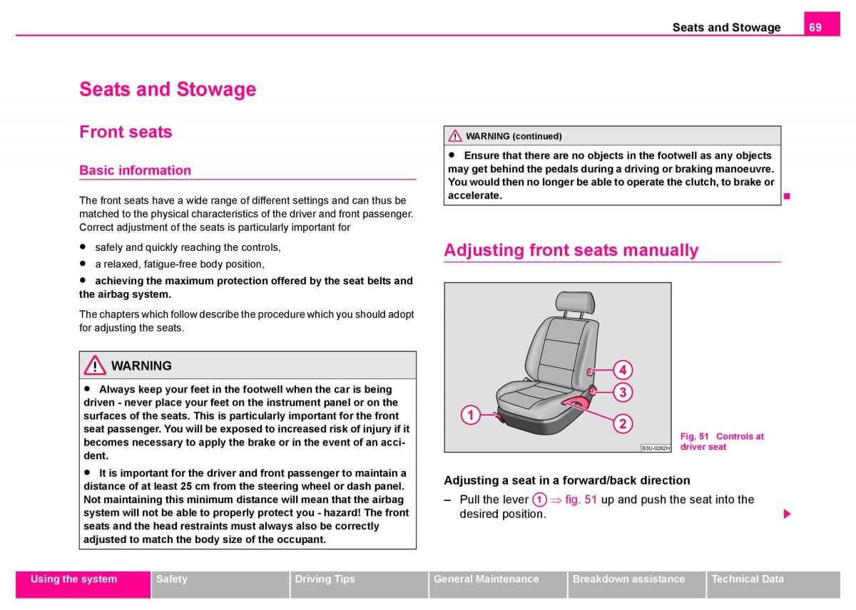 Skoda Superb I 1 owners manual / page 70