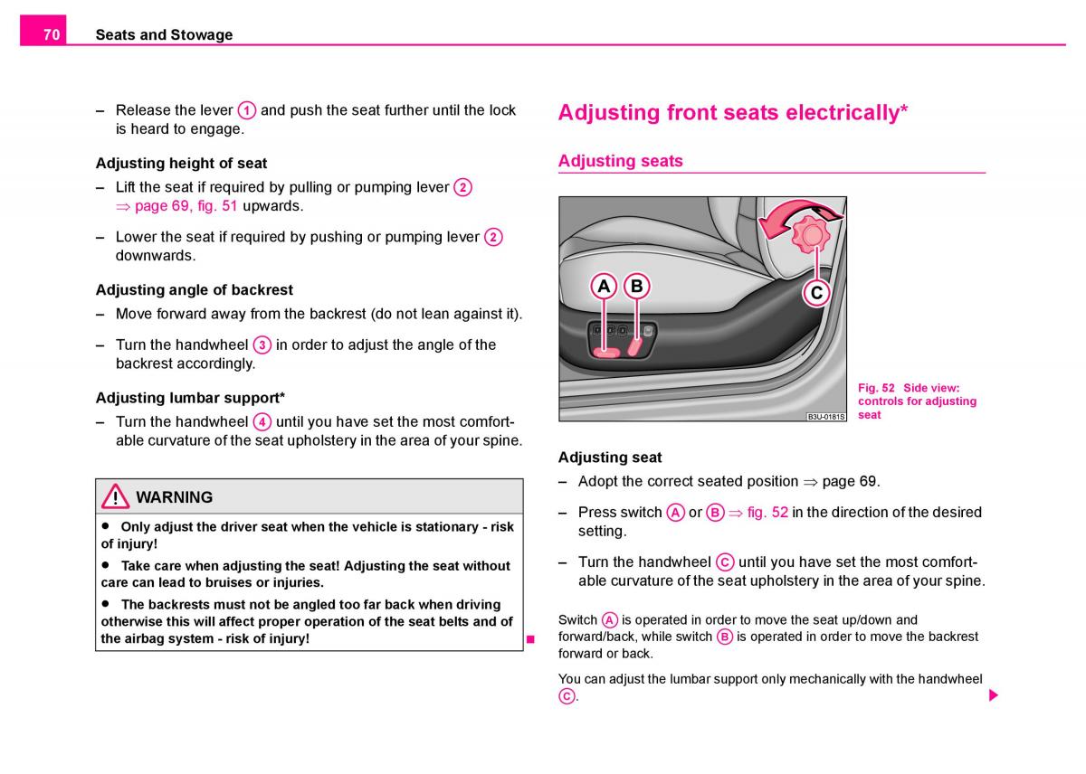 Skoda Superb I 1 owners manual / page 71