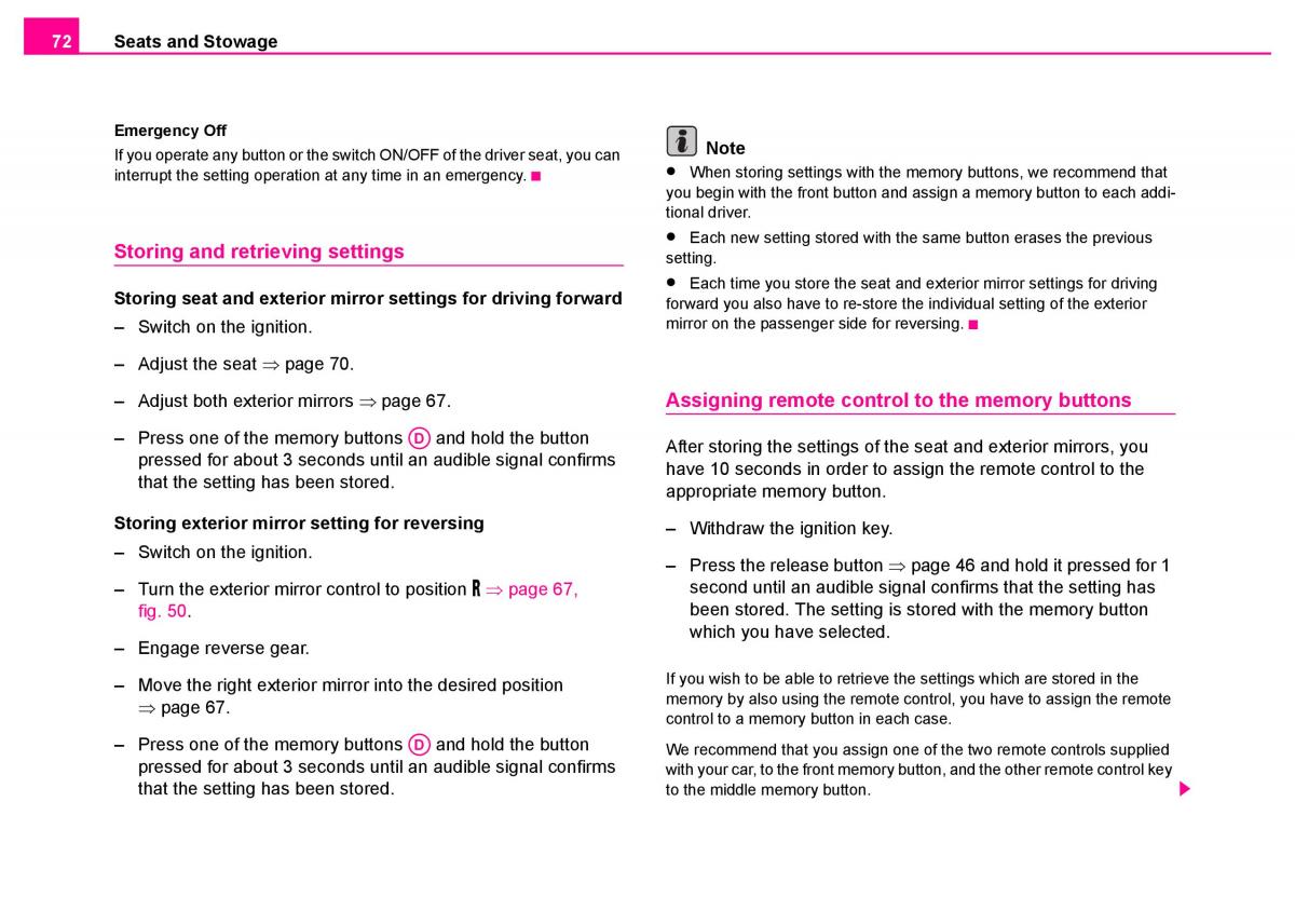 Skoda Superb I 1 owners manual / page 73
