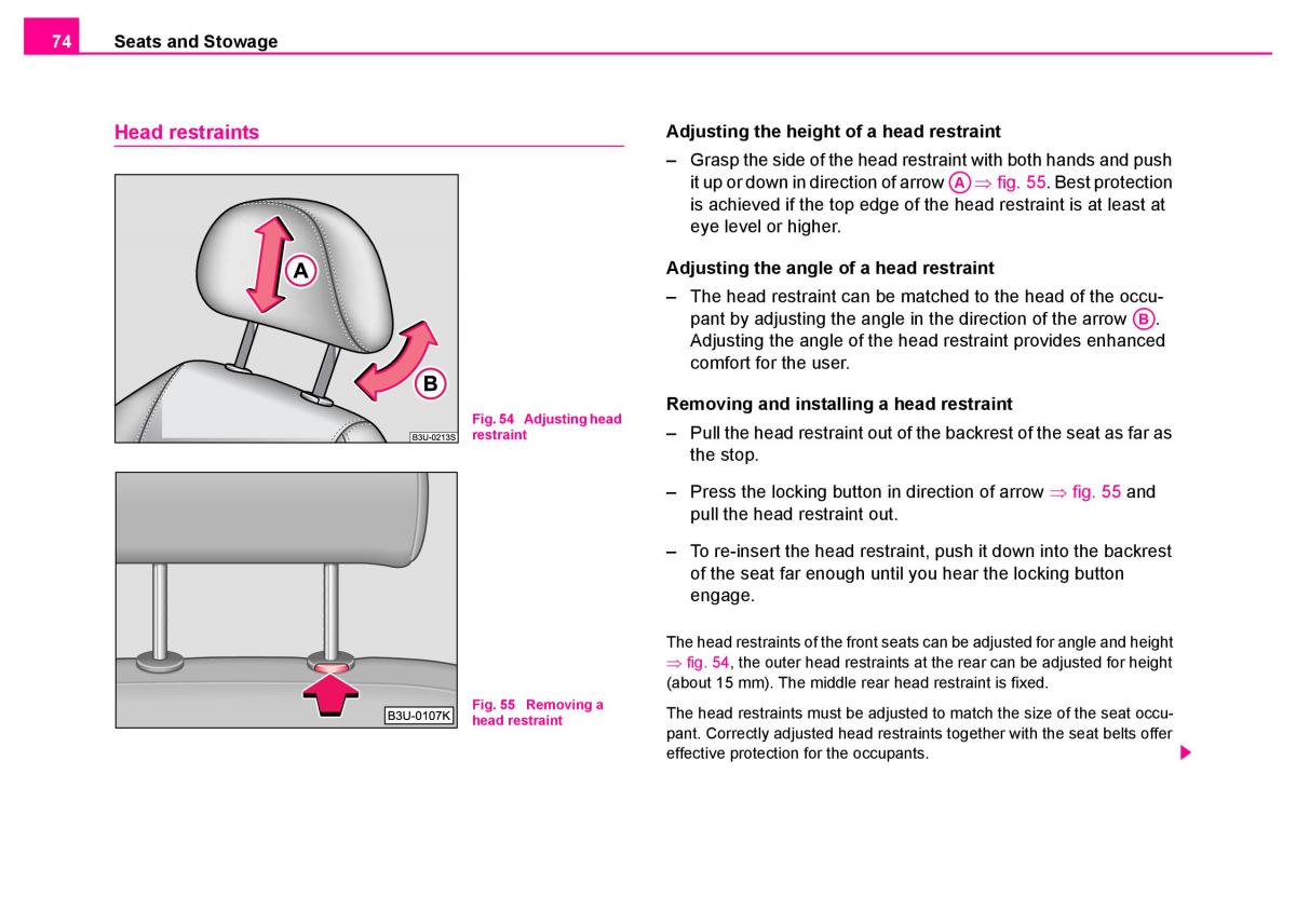Skoda Superb I 1 owners manual / page 75