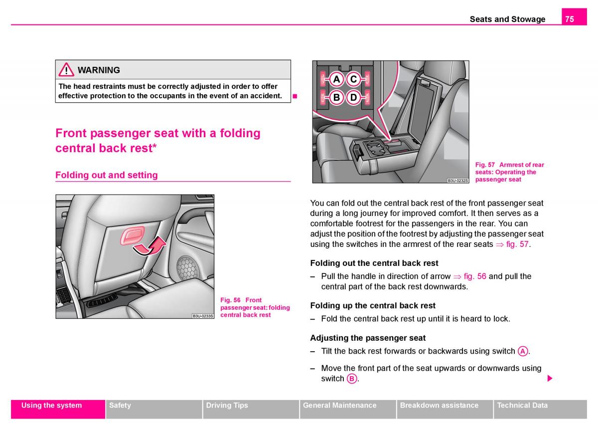 Skoda Superb I 1 owners manual / page 76