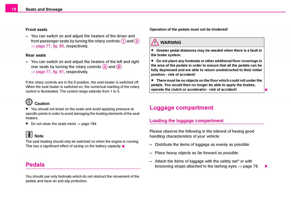 Skoda Superb I 1 owners manual / page 79