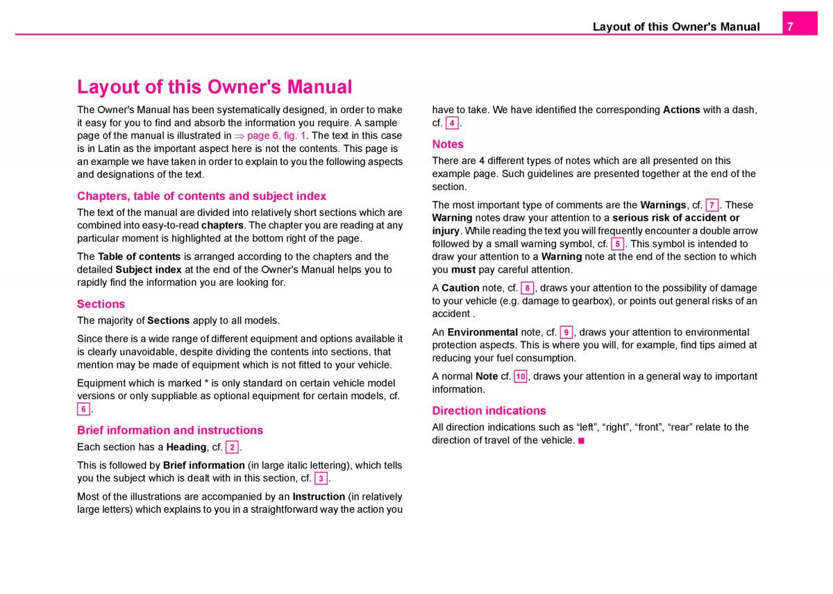 manual  Skoda Superb I 1 owners manual / page 8