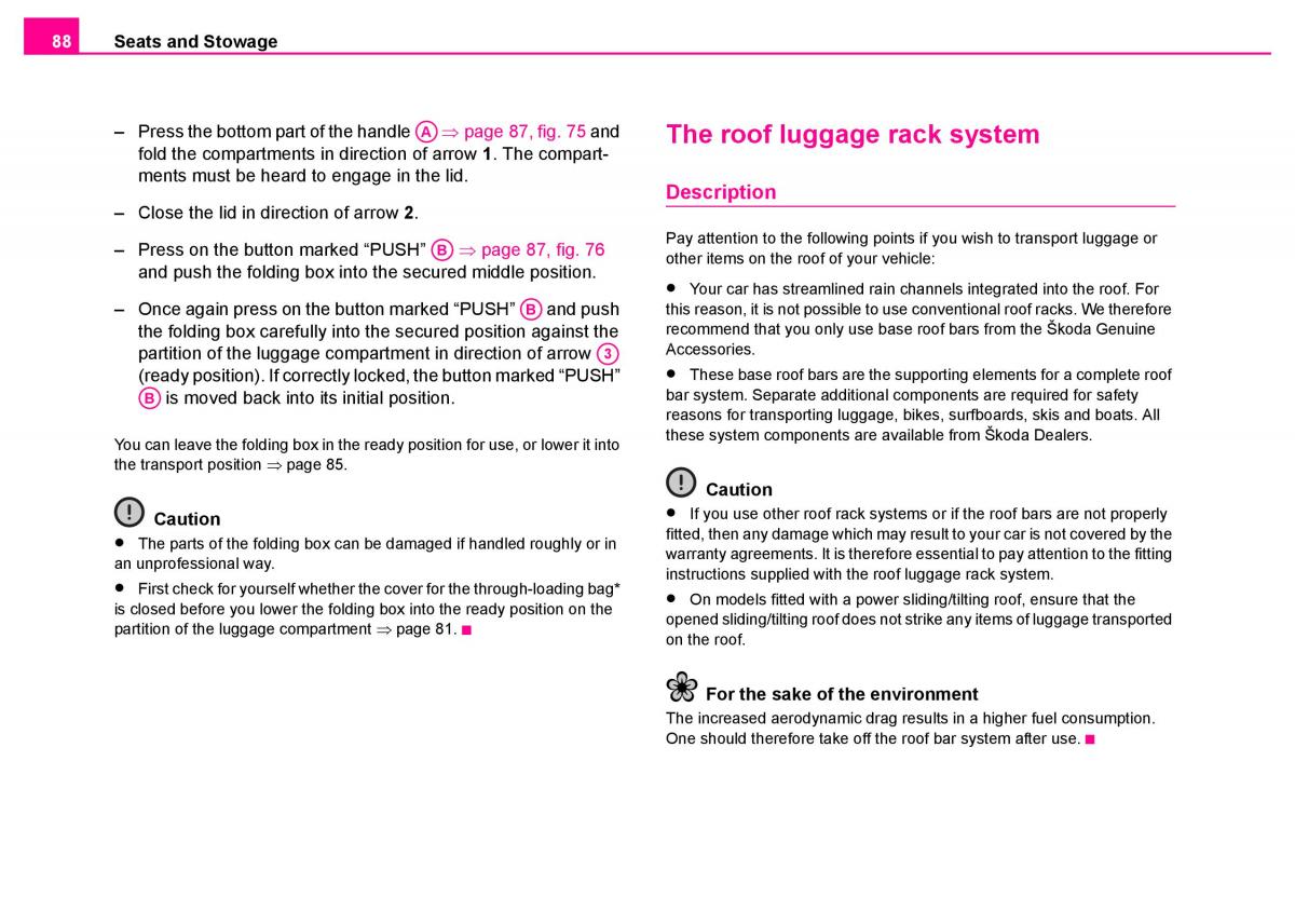 Skoda Superb I 1 owners manual / page 89