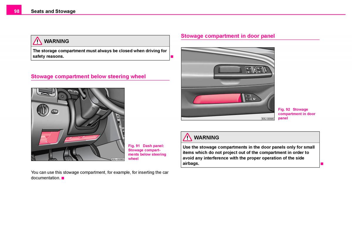 Skoda Superb I 1 owners manual / page 99