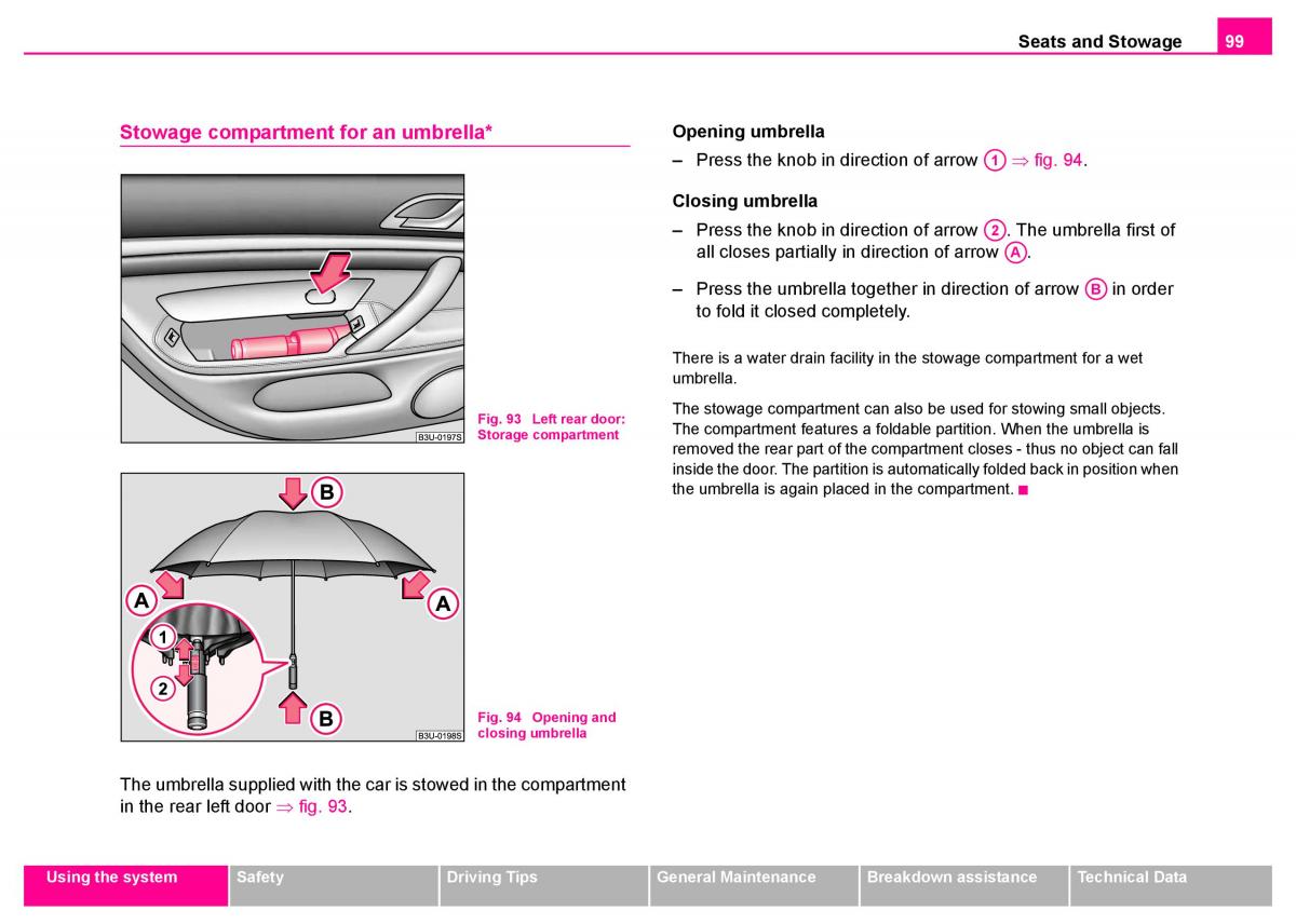 Skoda Superb I 1 owners manual / page 100