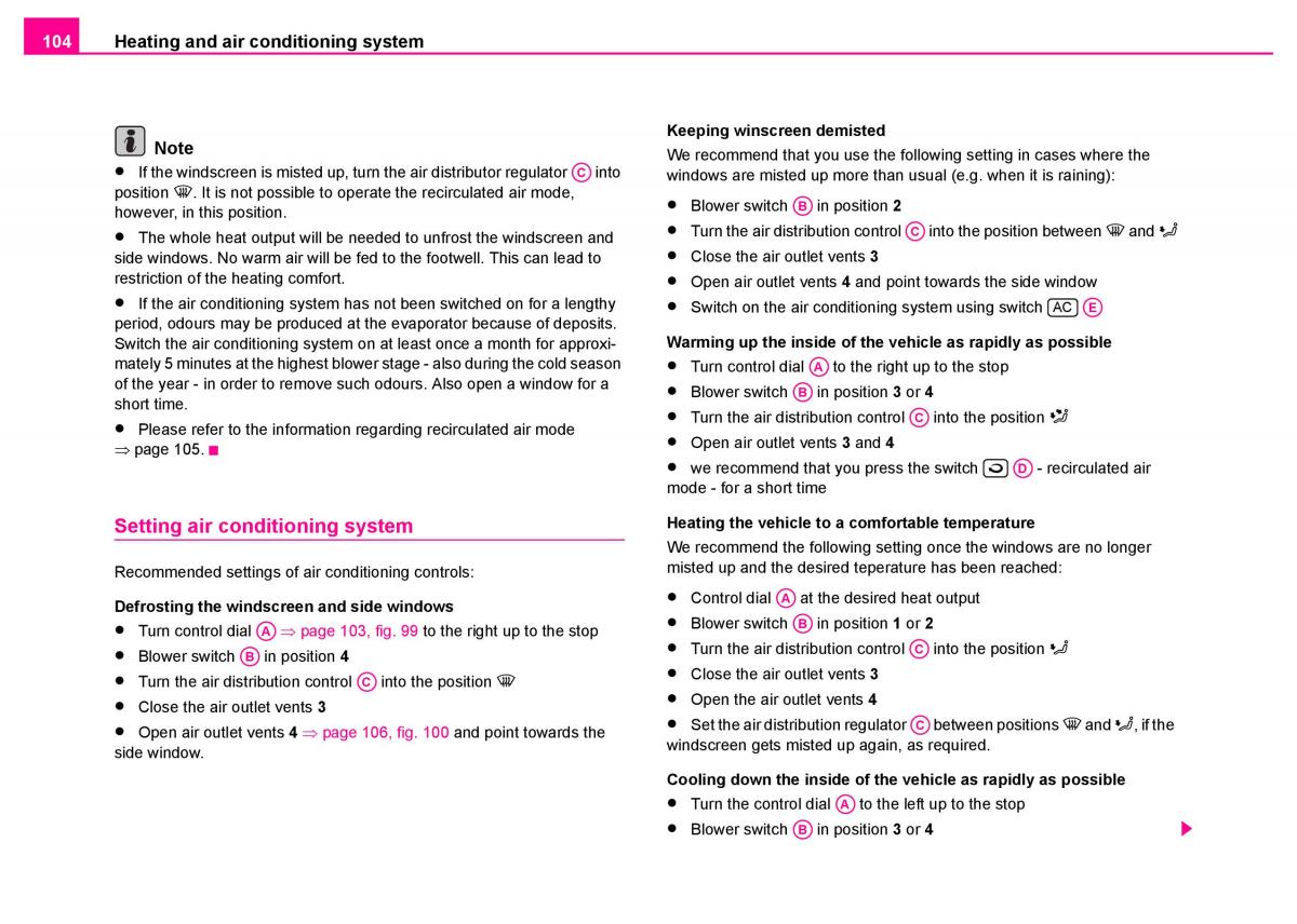 Skoda Superb I 1 owners manual / page 105