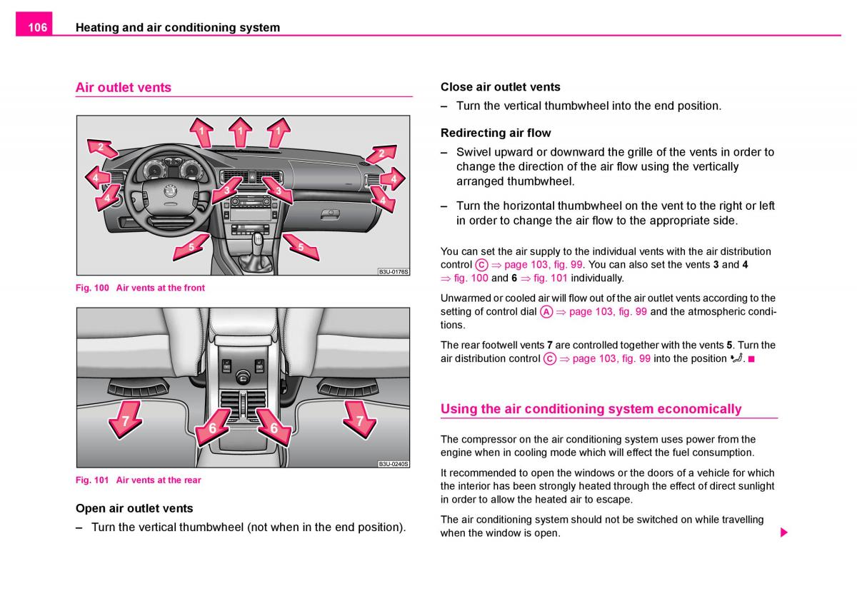 Skoda Superb I 1 owners manual / page 107