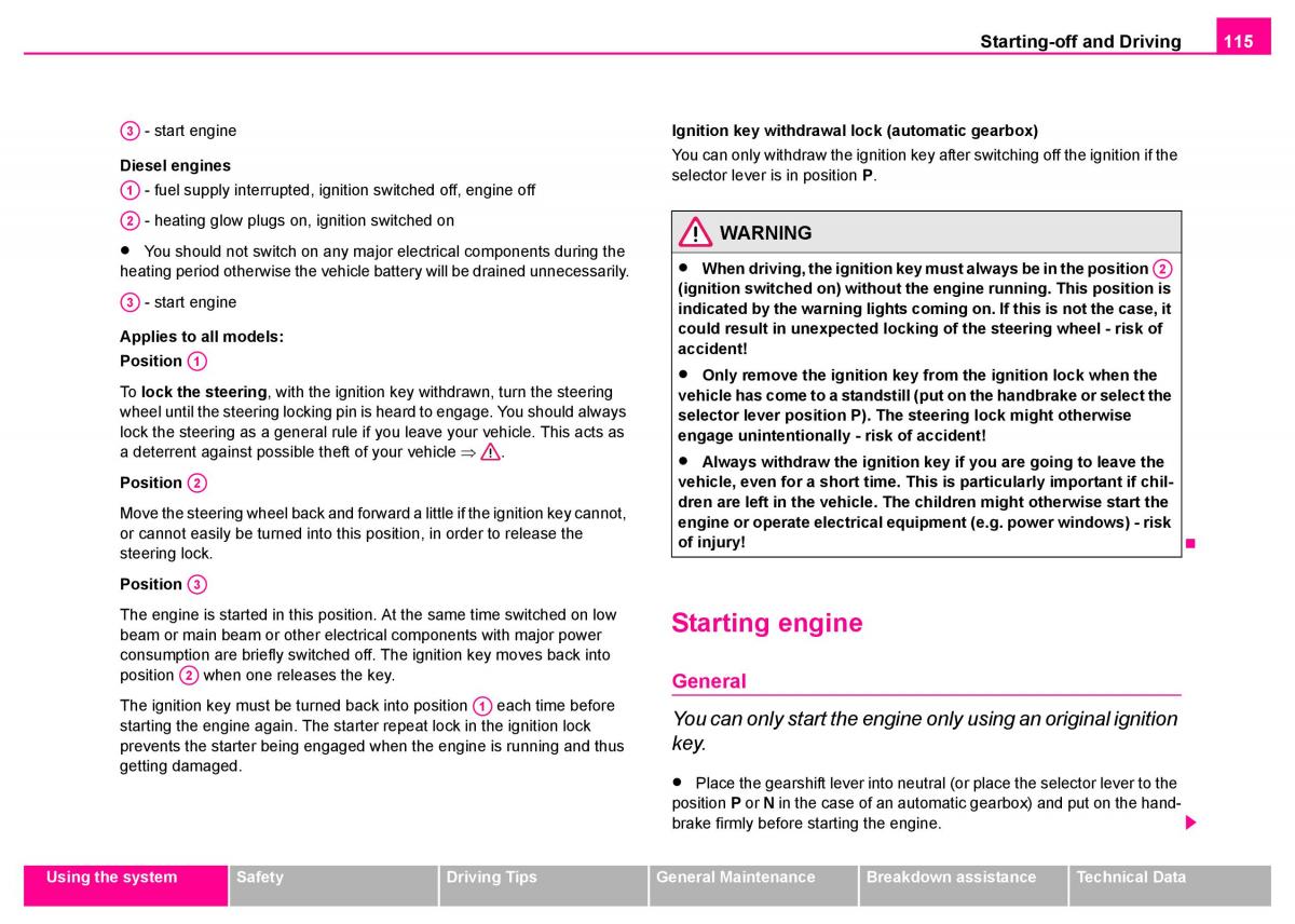 Skoda Superb I 1 owners manual / page 116