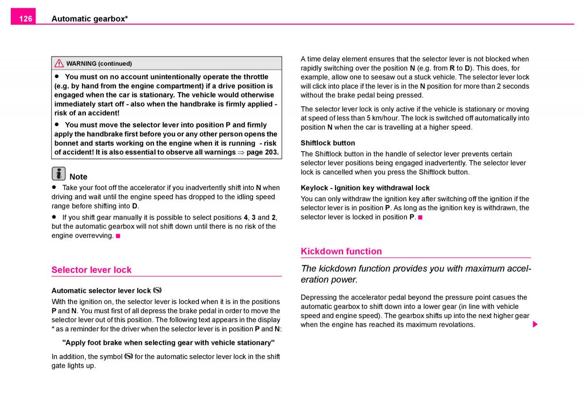 Skoda Superb I 1 owners manual / page 127