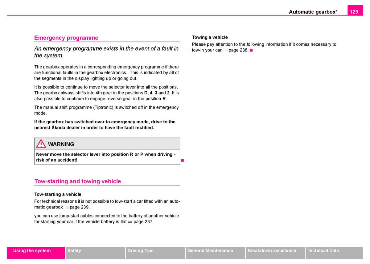 Skoda Superb I 1 owners manual / page 130