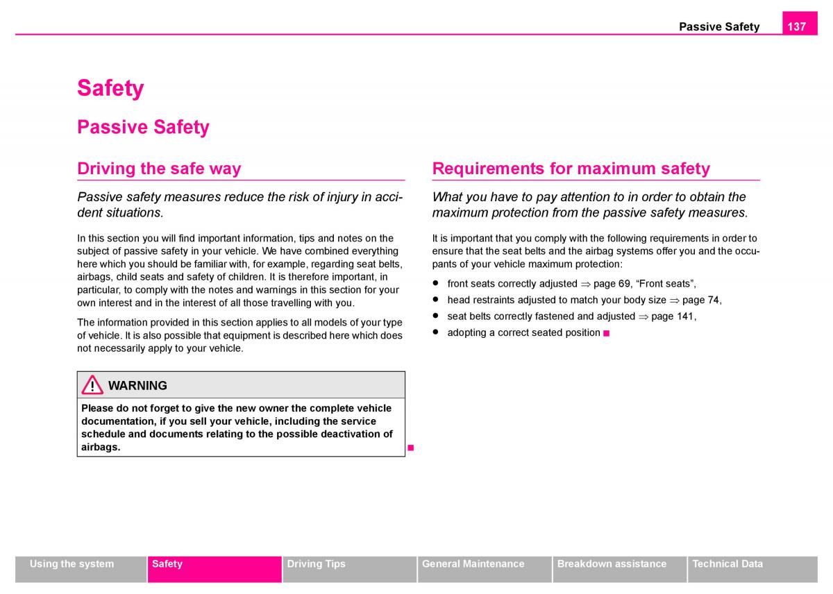 Skoda Superb I 1 owners manual / page 138