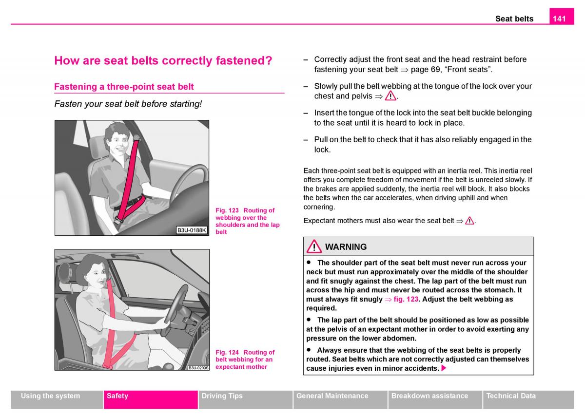 Skoda Superb I 1 owners manual / page 142