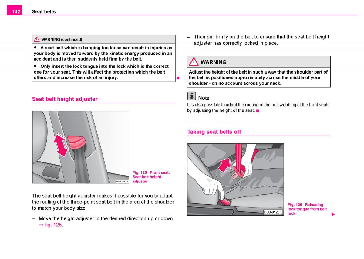 Skoda Superb I 1 owners manual / page 143