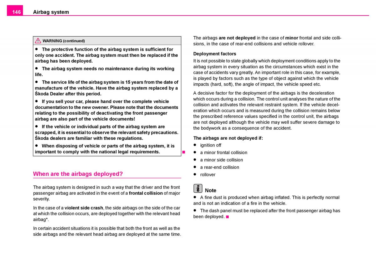 Skoda Superb I 1 owners manual / page 147