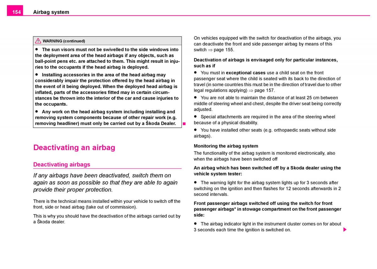 Skoda Superb I 1 owners manual / page 155
