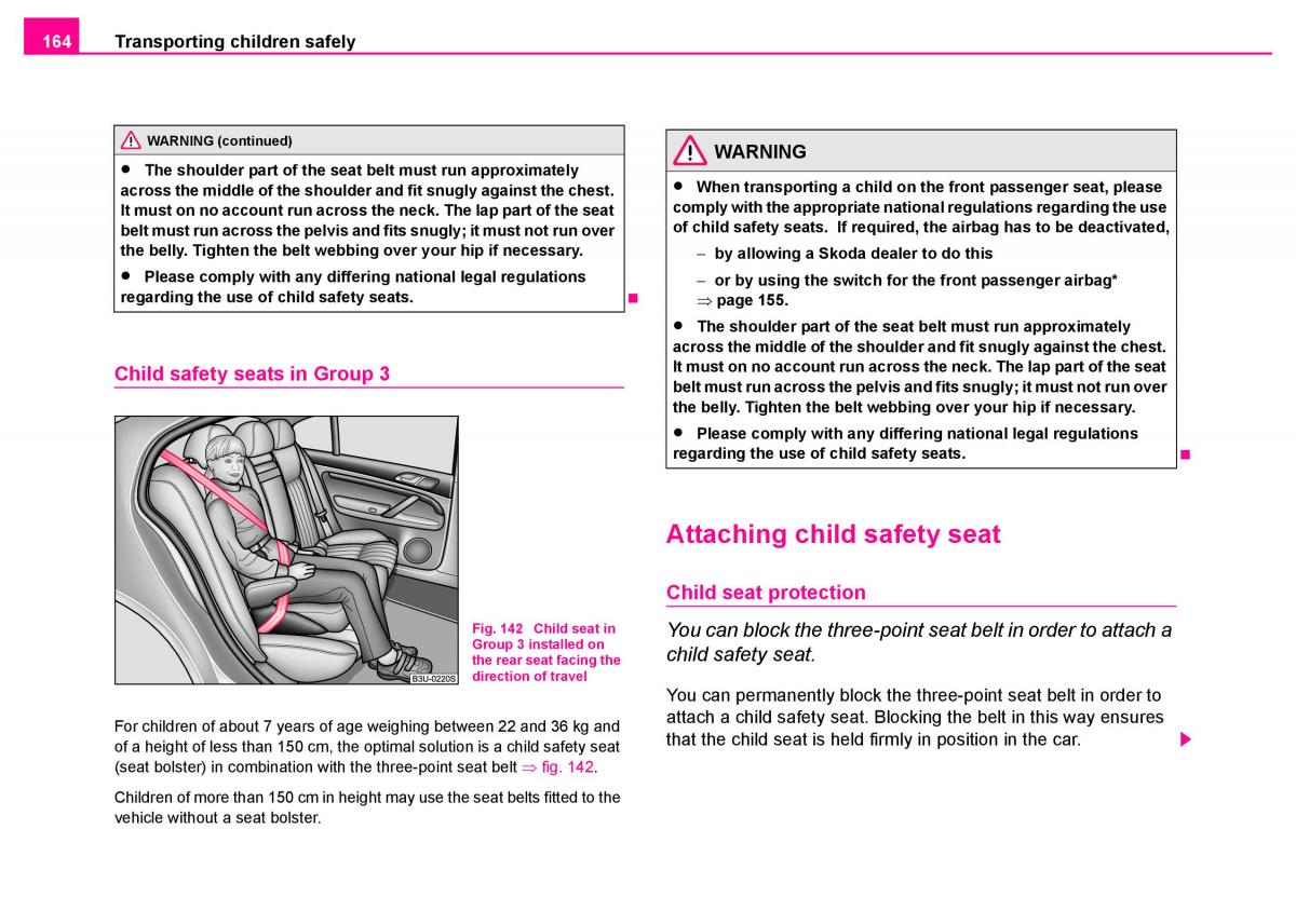 Skoda Superb I 1 owners manual / page 165