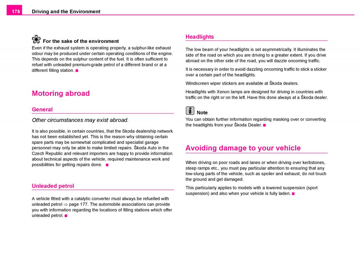 Skoda Superb I 1 owners manual / page 179