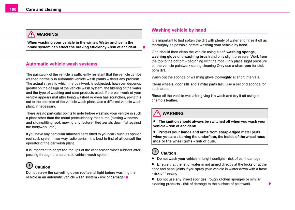 Skoda Superb I 1 owners manual / page 191