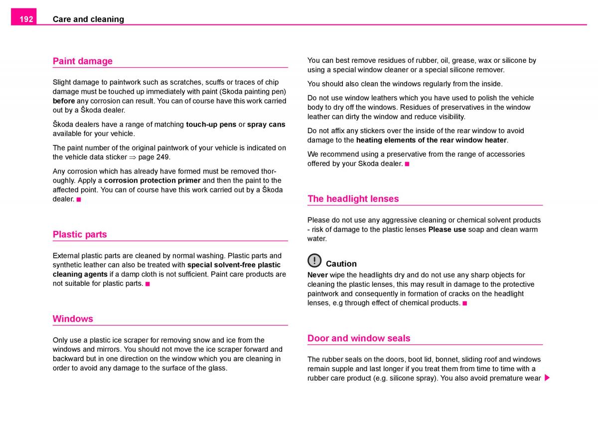 Skoda Superb I 1 owners manual / page 193