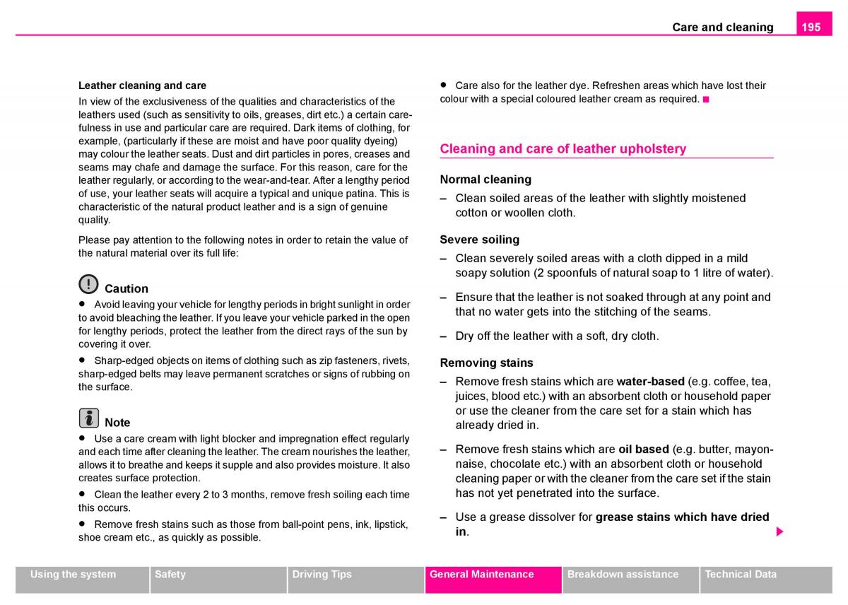 Skoda Superb I 1 owners manual / page 196