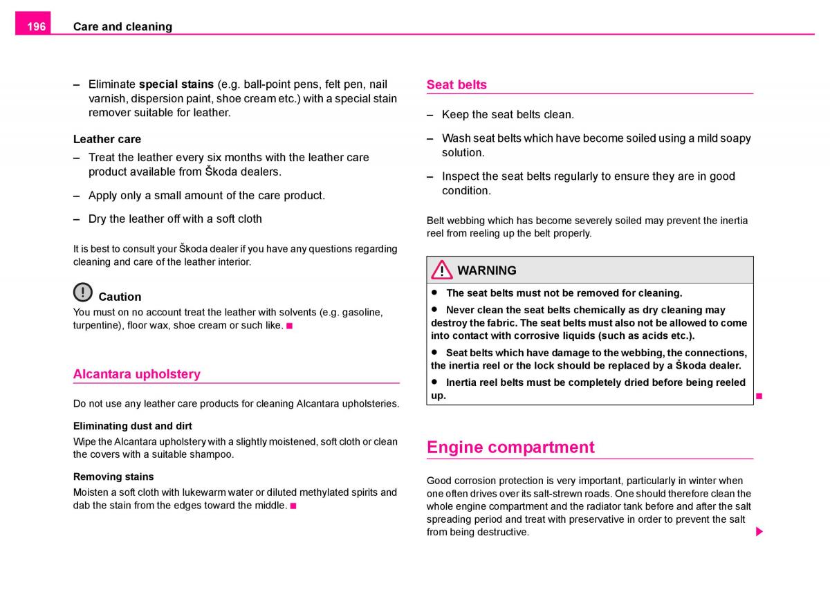 Skoda Superb I 1 owners manual / page 197