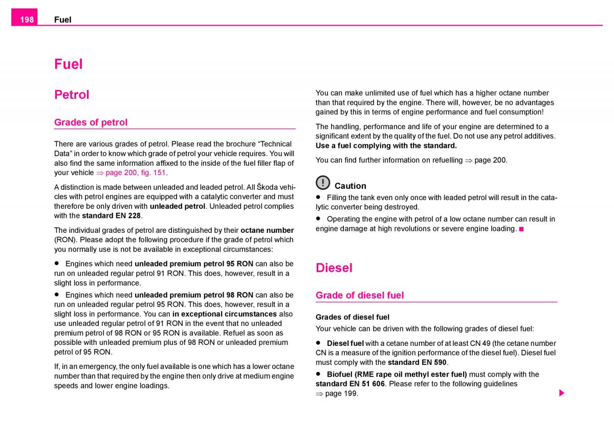 Skoda Superb I 1 owners manual / page 199