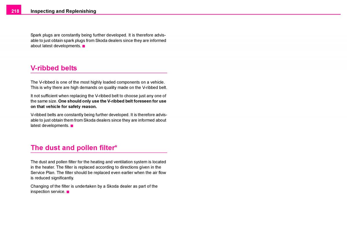 Skoda Superb I 1 owners manual / page 219