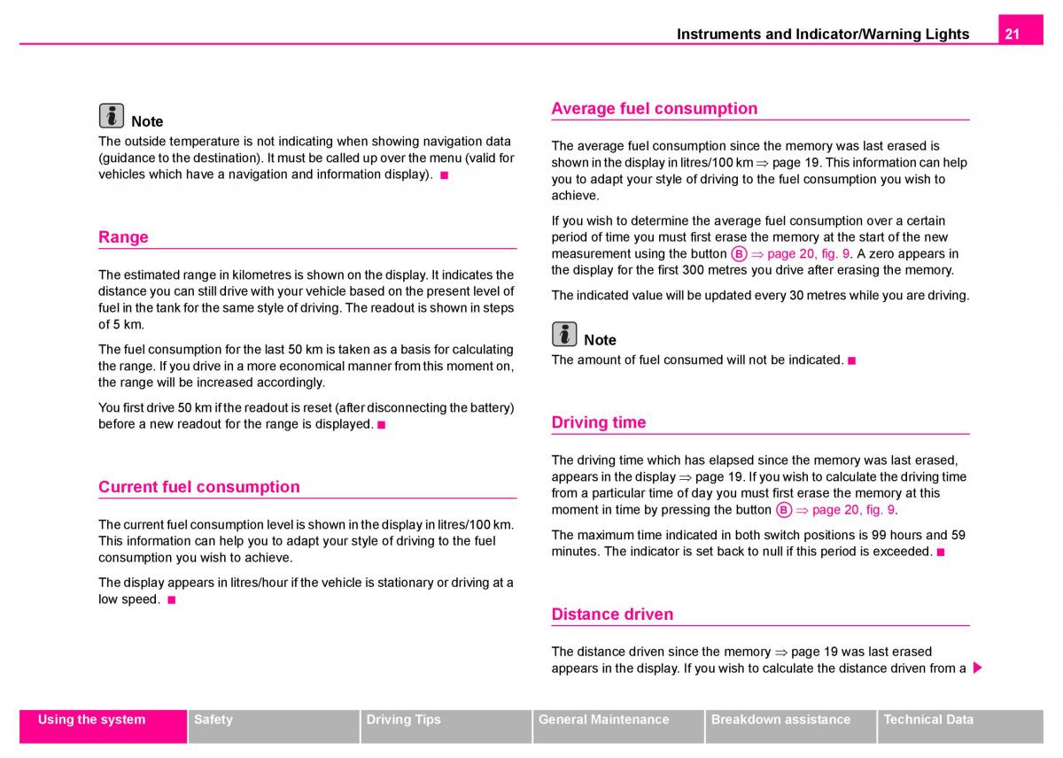 Skoda Superb I 1 owners manual / page 22