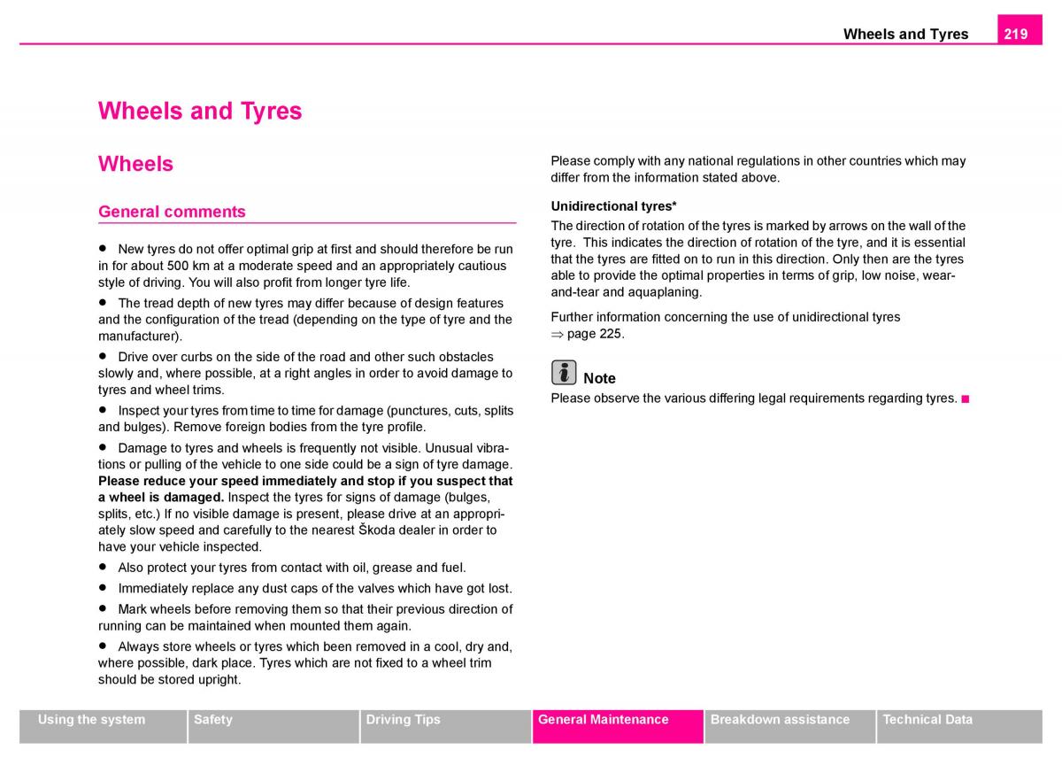 Skoda Superb I 1 owners manual / page 220
