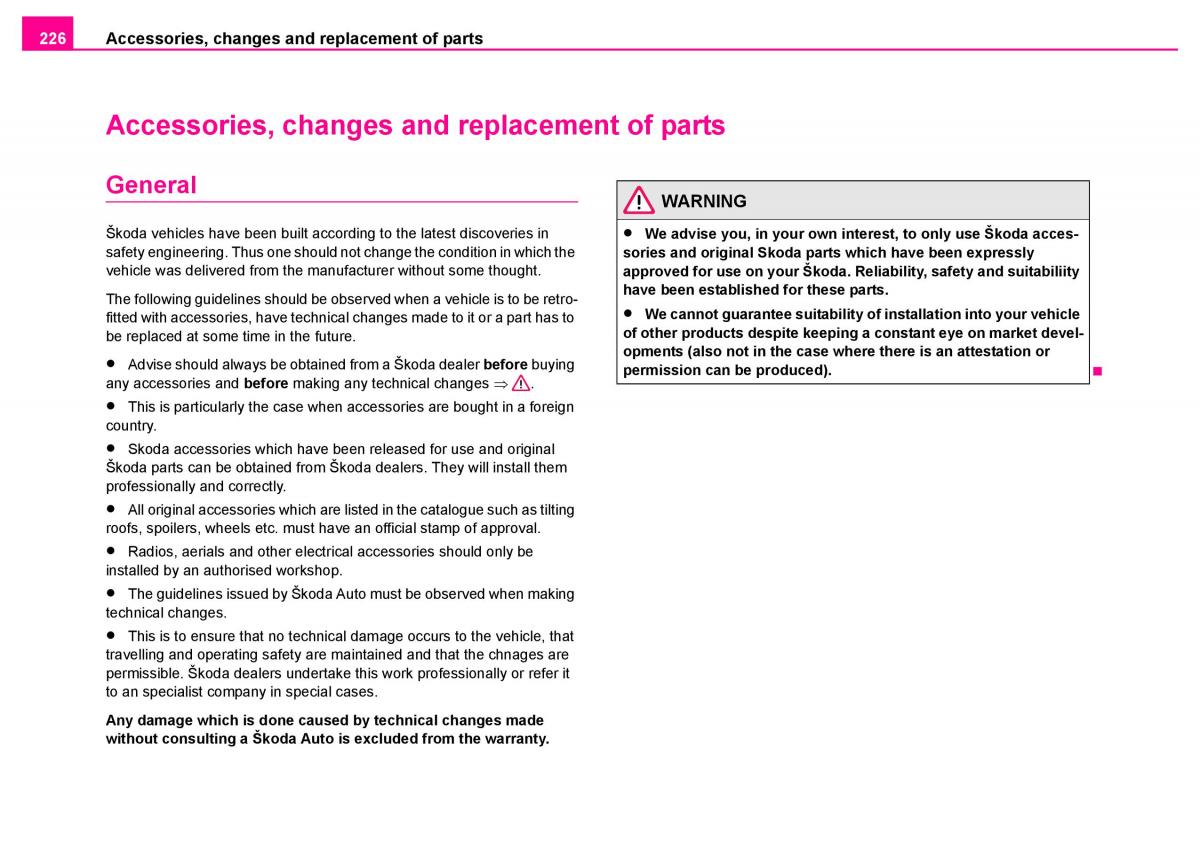 Skoda Superb I 1 owners manual / page 227