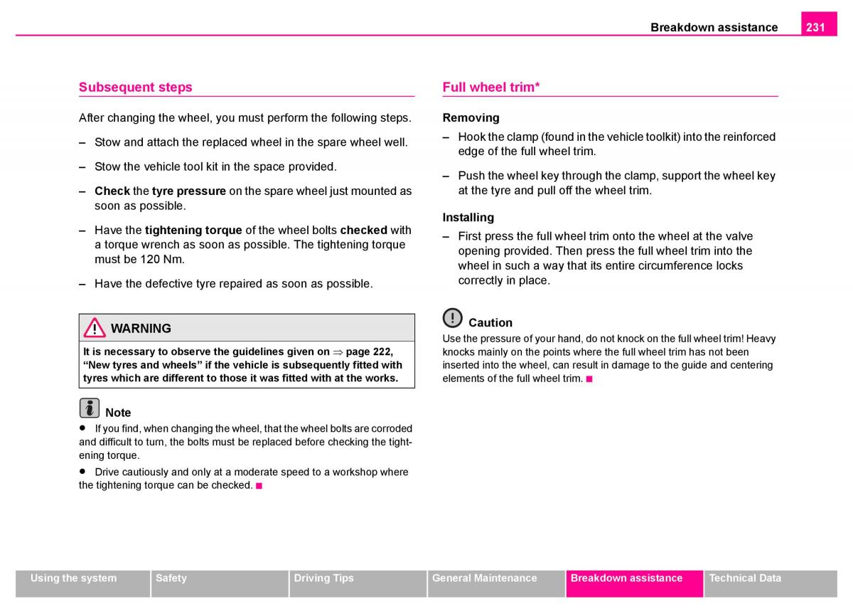 Skoda Superb I 1 owners manual / page 232