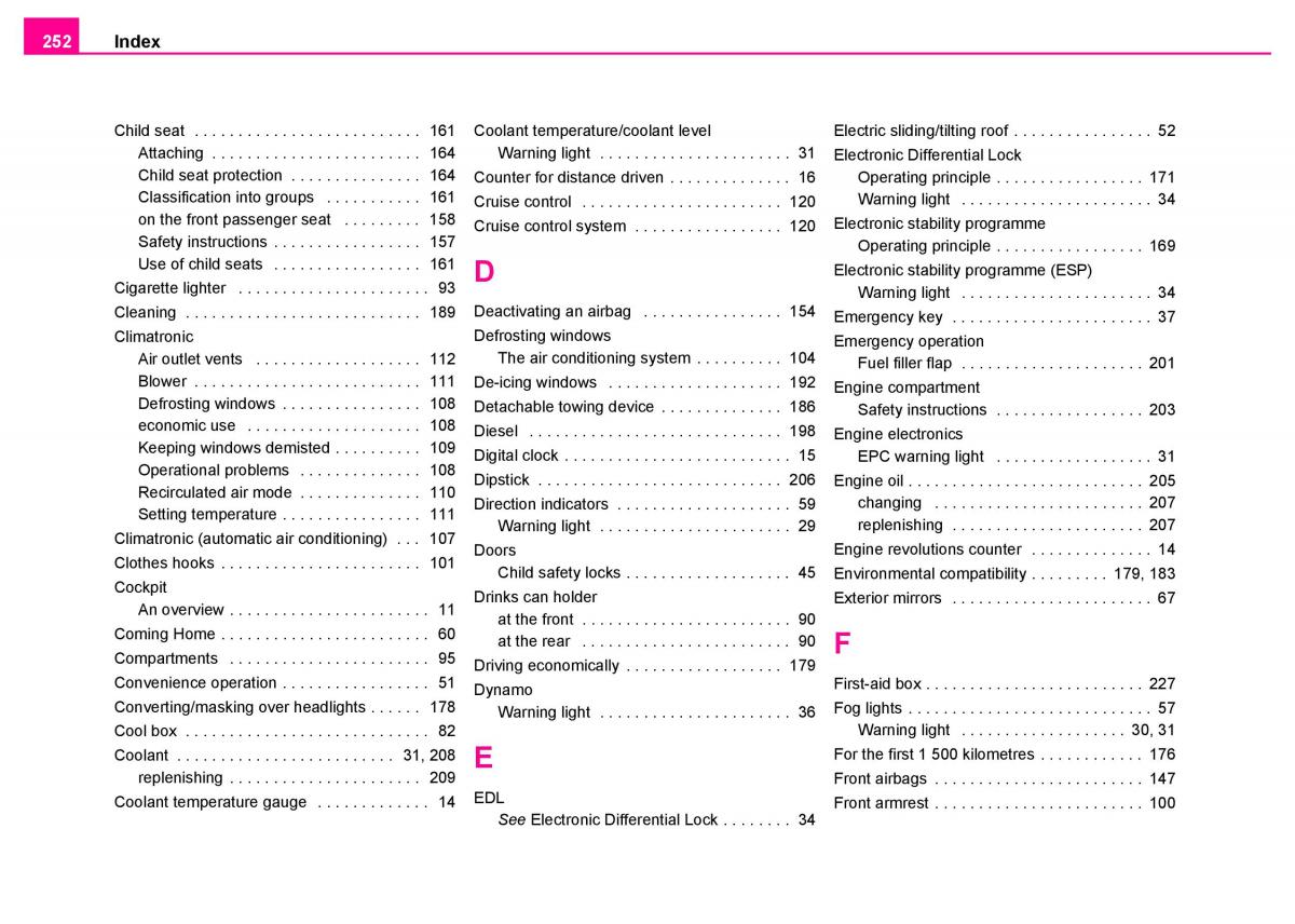 Skoda Superb I 1 owners manual / page 253