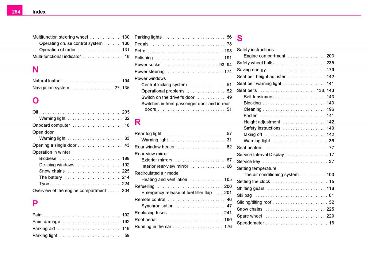 Skoda Superb I 1 owners manual / page 255