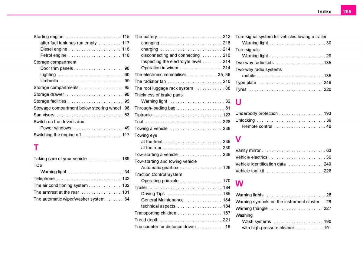 Skoda Superb I 1 owners manual / page 256