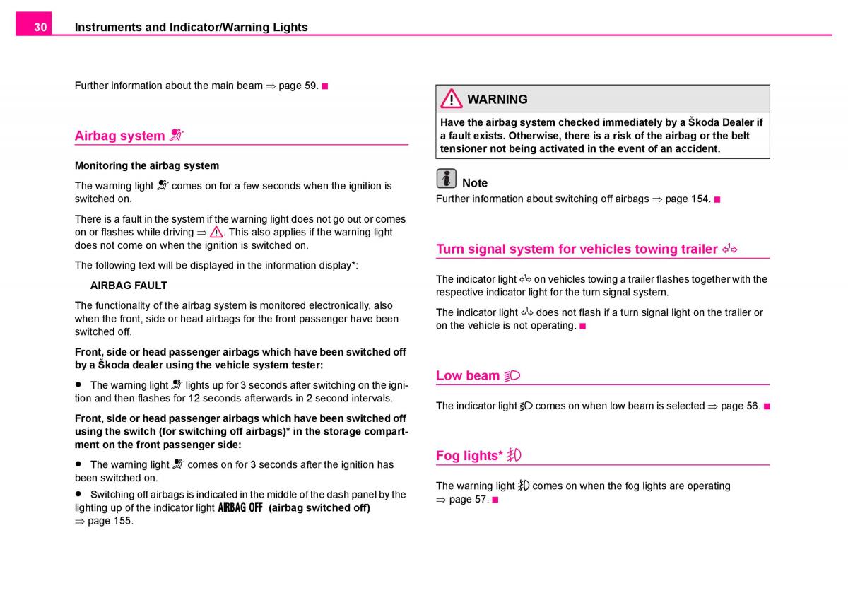 Skoda Superb I 1 owners manual / page 31