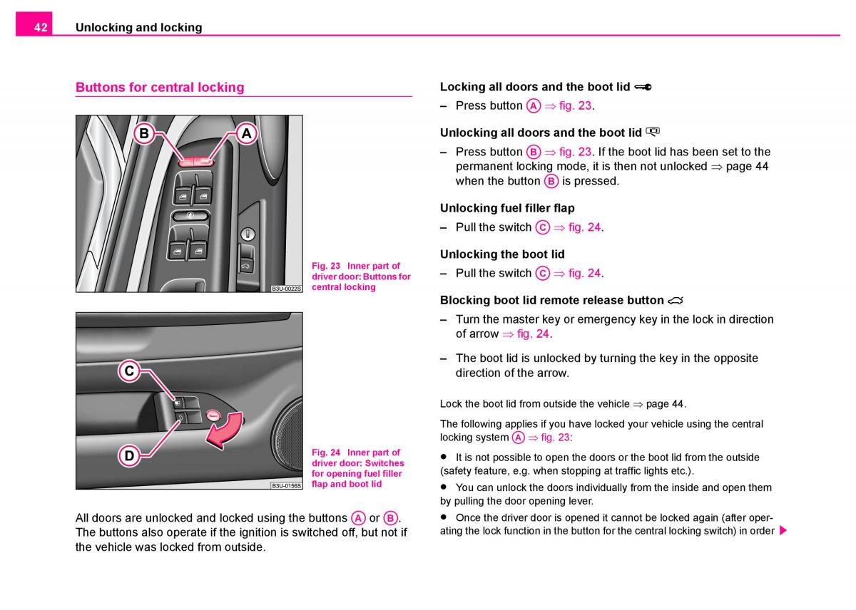 Skoda Superb I 1 owners manual / page 43