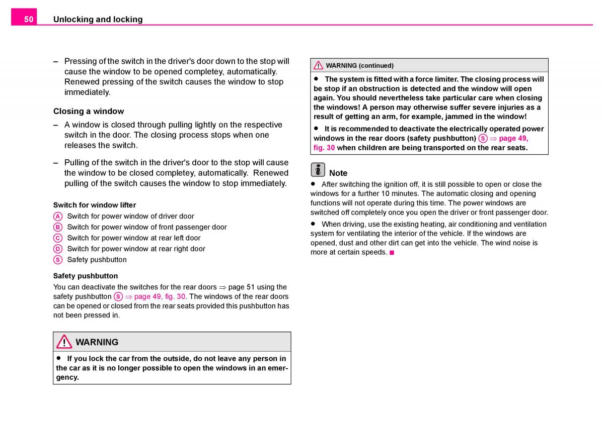 Skoda Superb I 1 owners manual / page 51