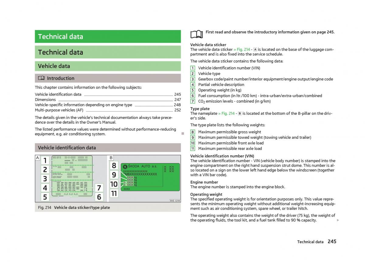 Skoda Superb II 2 owners manual / page 247