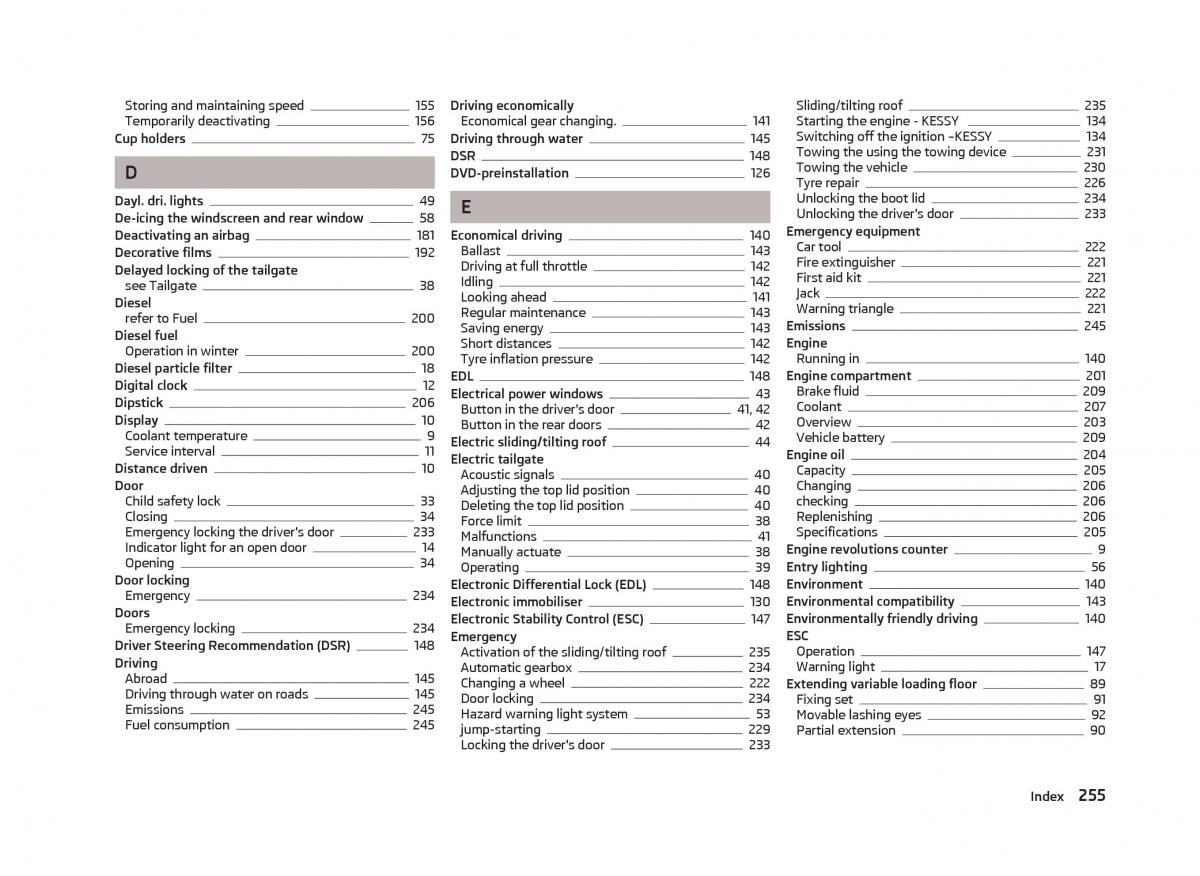 manual  Skoda Superb II 2 owners manual / page 257