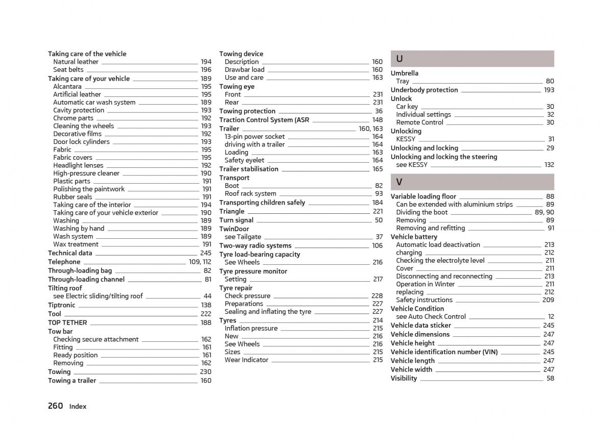 Skoda Superb II 2 owners manual / page 262