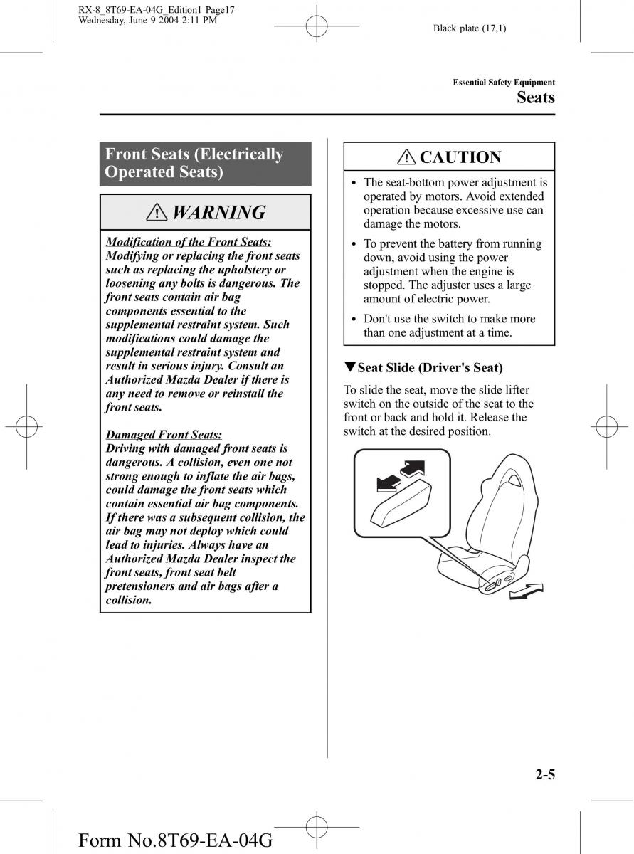 Mazda RX 8 owners manual / page 17