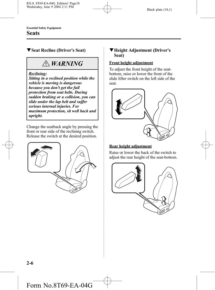 Mazda RX 8 owners manual / page 18