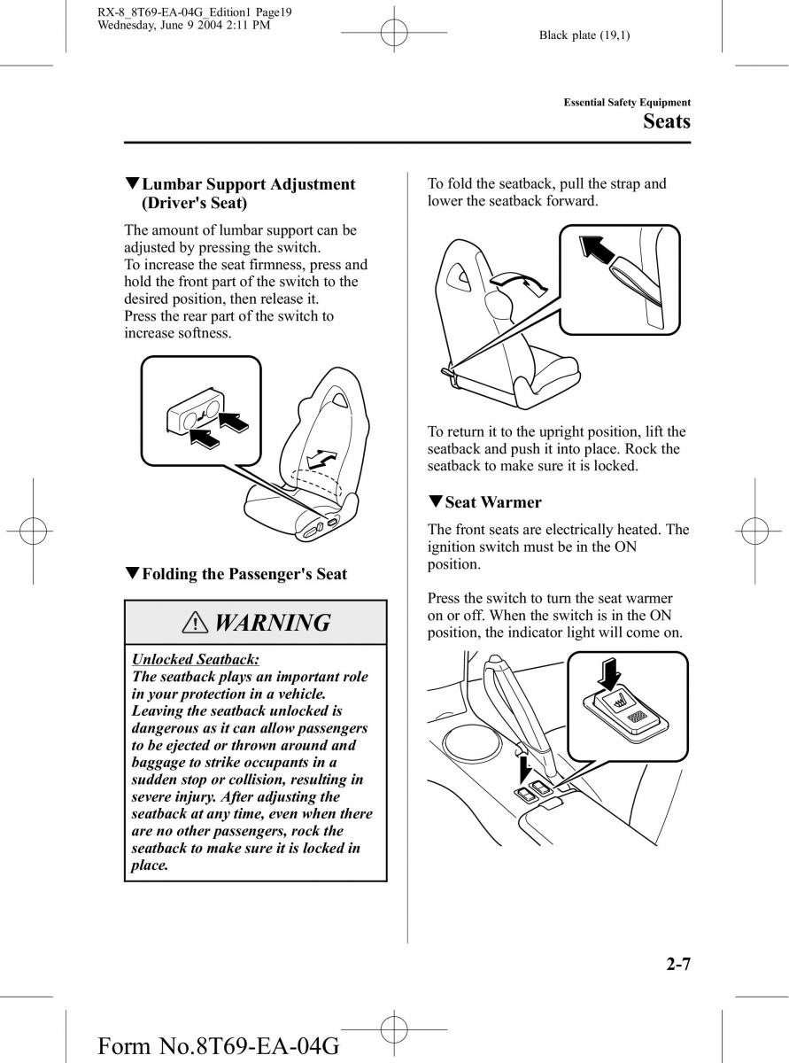 Mazda RX 8 owners manual / page 19