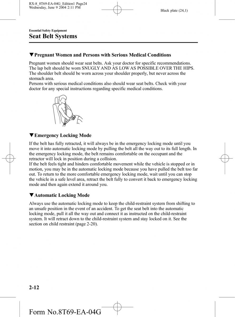 Mazda RX 8 owners manual / page 24