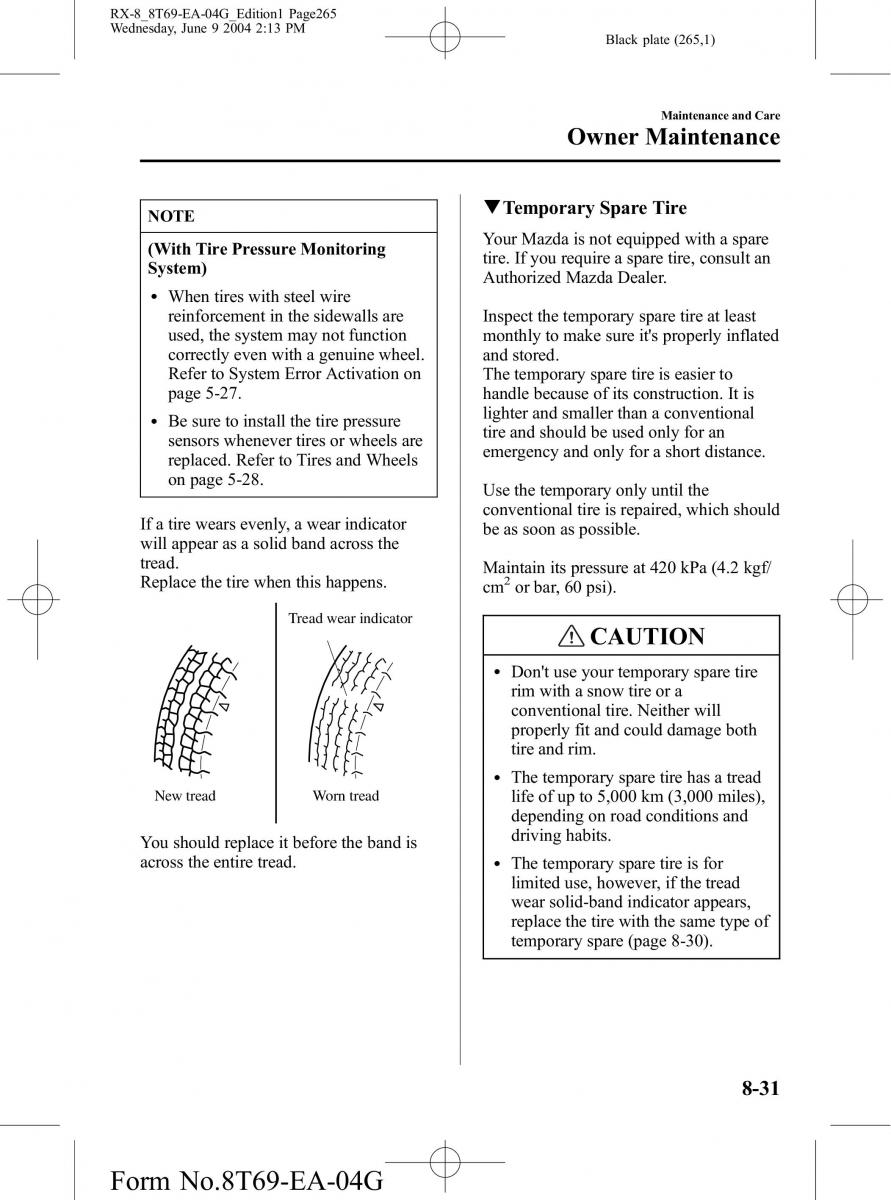 manual Mazda RX 8 Mazda RX 8 owners manual / page 265