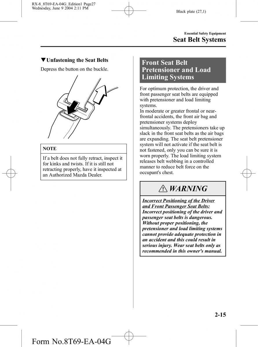 manual Mazda RX 8 Mazda RX 8 owners manual / page 27